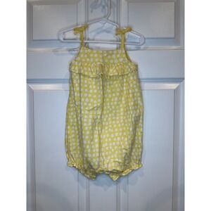 Carters Yellow Polka Dot Ruffle Romper Jumper‎ Baby Girls Size 24 Months
